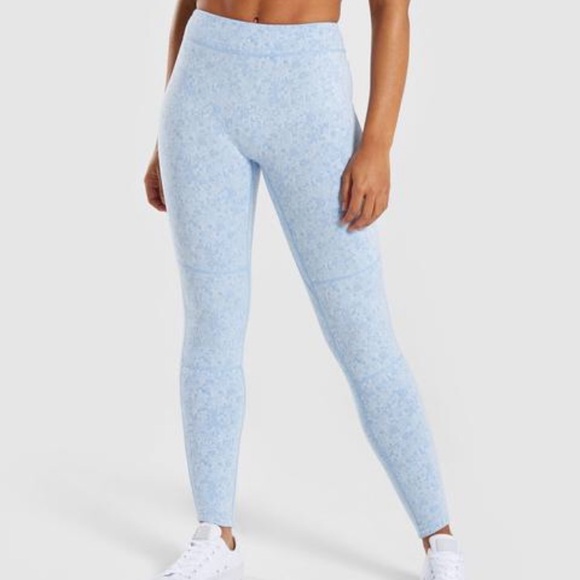 Gymshark Pants - Gymshark Fleur Texture Leggings Malibu Blue Marl